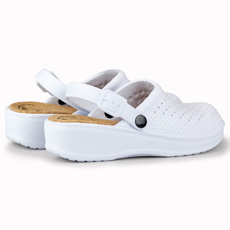 Bequeme Damenhausschuhe mit bedeckten Fingern weiß 1