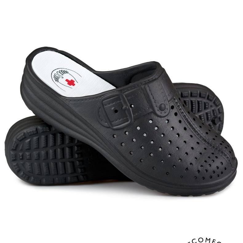 Bequeme Damen-Flip-Flops mit bedeckten Fingern in Schwarz 1