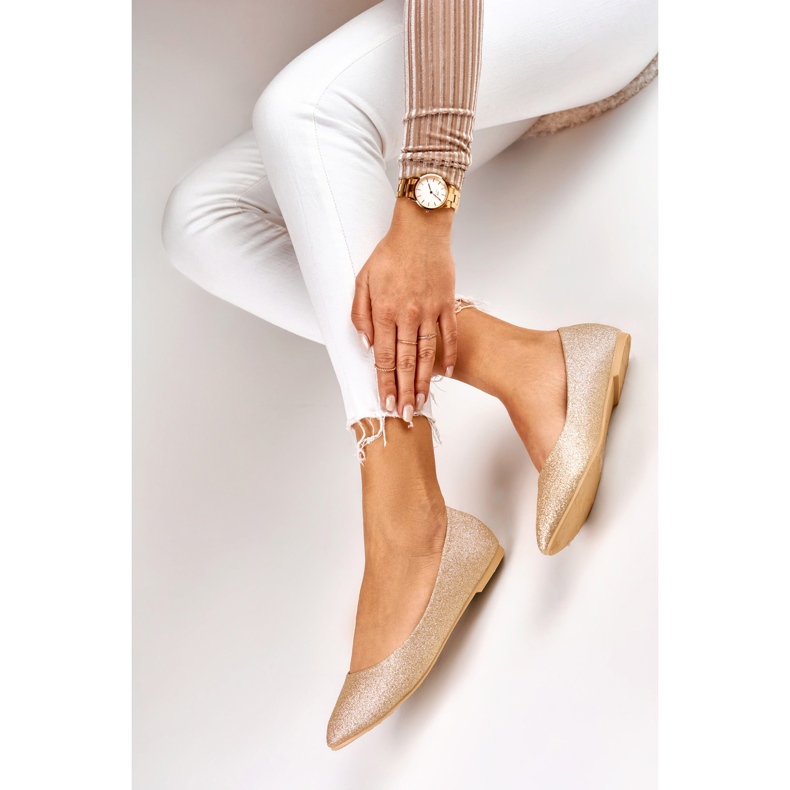 Goldglänzende Ballerinas für Damen golden 1