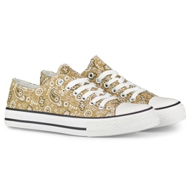 Niedrige beige Bandana-Sneaker 1