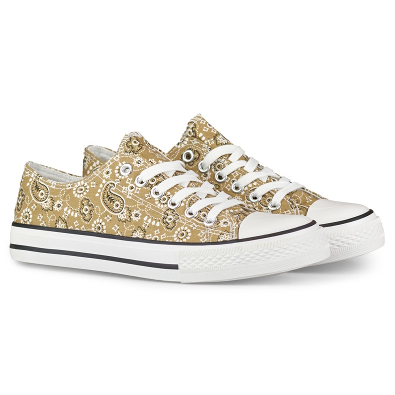 Niedrige beige Bandana-Sneaker 1