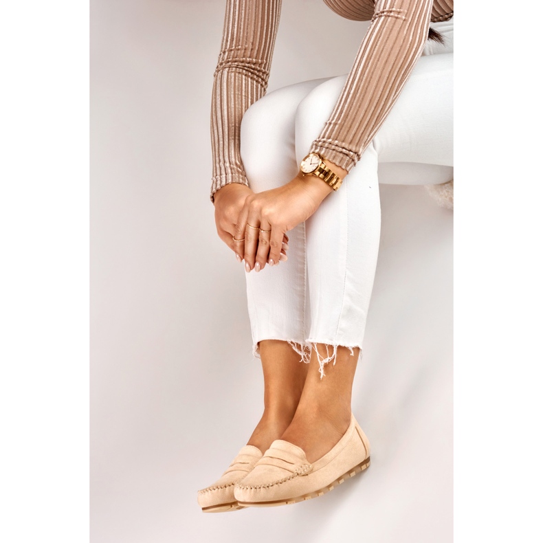 Bequeme beige Damen-Loafer 1