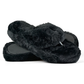Pelzige schwarze Flip-Flops 1