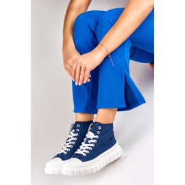 Marineblaue Damen-Sneaker über dem Knöchel 1