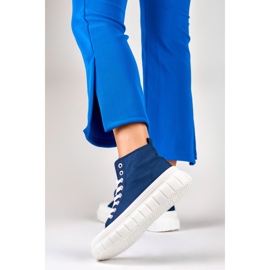 Marineblaue Damen-Sneaker über dem Knöchel 2