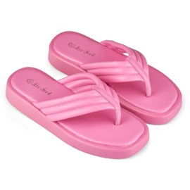 Damen-Flip-Flops auf der fuchsiafarbenen Plattform rosa 1