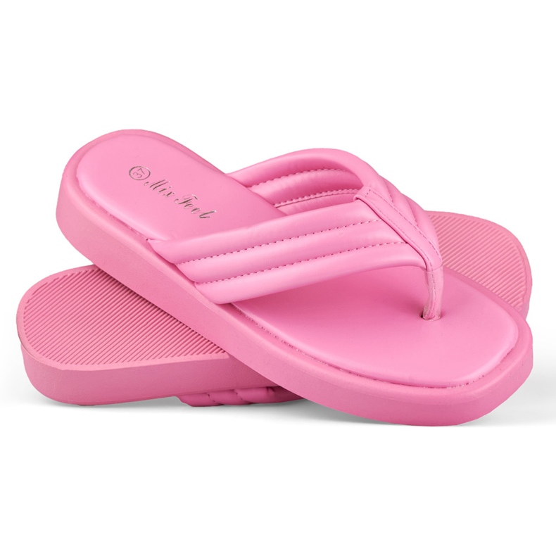 Damen-Flip-Flops auf der fuchsiafarbenen Plattform rosa 2