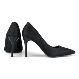 Elegante schwarze High Heels mit leichtem Glitzer 2