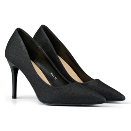 Elegante schwarze High Heels mit leichtem Glitzer 1