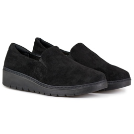 Bequeme schwarze Wildlederschuhe für Damen 1