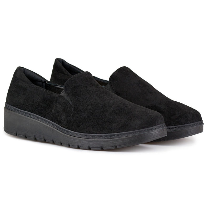 Bequeme schwarze Wildlederschuhe für Damen 1