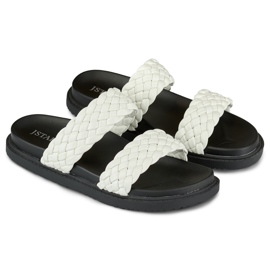 Schwarz-weiß gewebte Damenhausschuhe 1