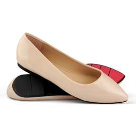 Beige lackierte Ballerinas für Damen 1