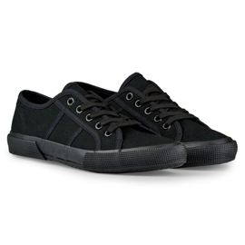 Schwarze Low-Top-Sneaker mit schwarzer Sohle 5