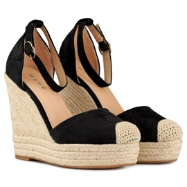 Schwarze Keil-Espadrilles für Damen 1
