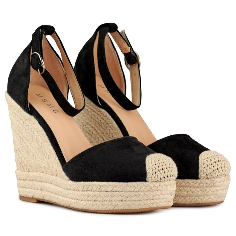 Schwarze Keil-Espadrilles für Damen 1