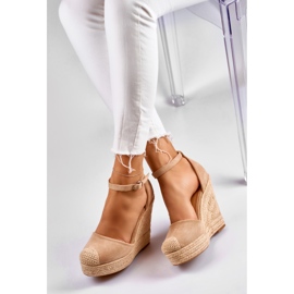Hellbeige Keil-Espadrilles für Damen 2