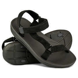 Schwarze Damensandalen mit Klettverschluss 1