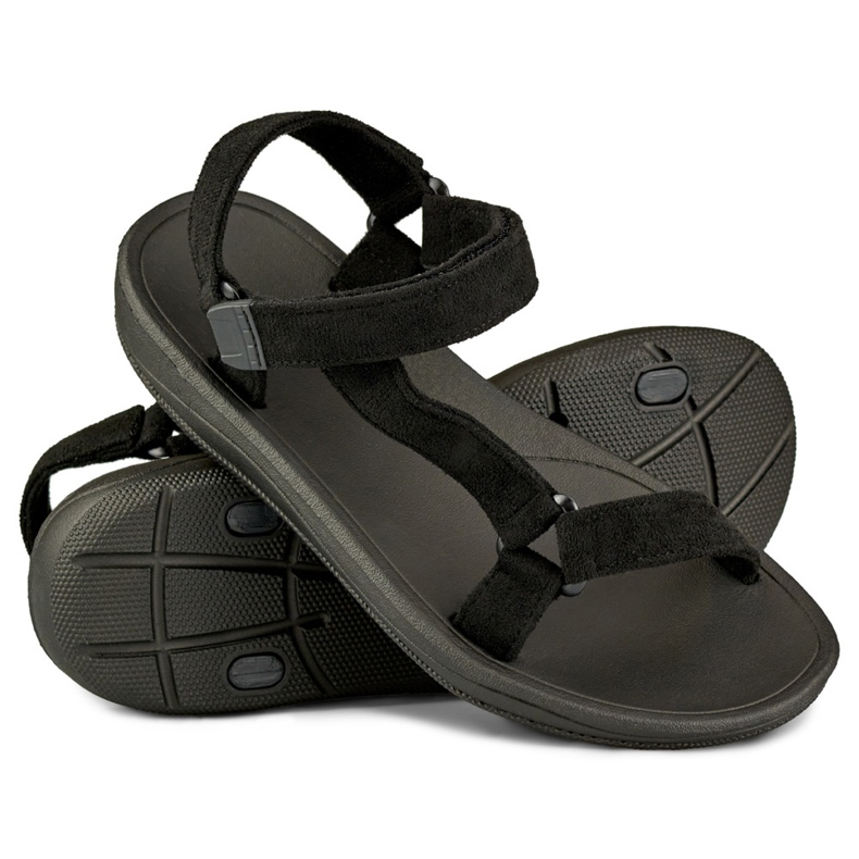Schwarze Damensandalen mit Klettverschluss 1