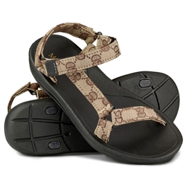Damensandalen mit flacher Sohle beige 1