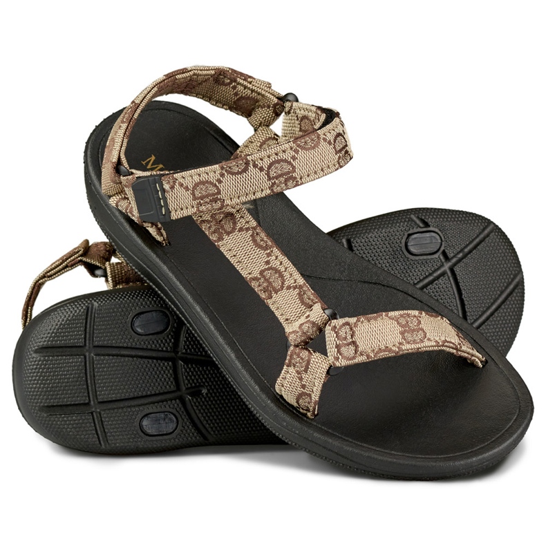 Damensandalen mit flacher Sohle beige 1