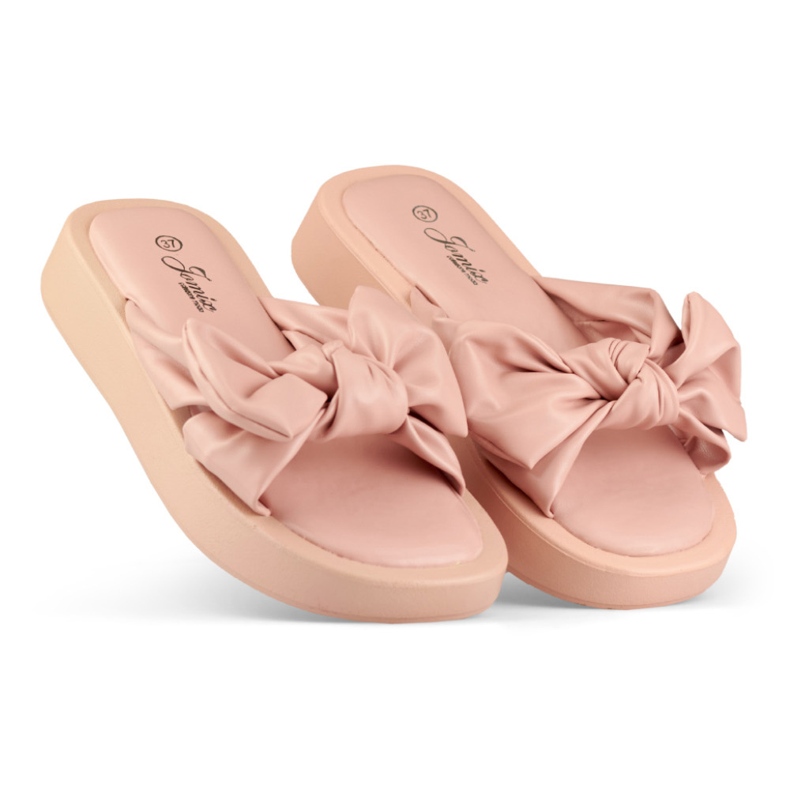 Rosa Damenhausschuhe aus Öko-Leder 1