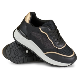 Schwarze, glänzende Damen-Sneaker 1