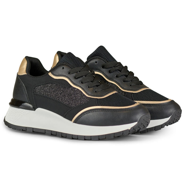 Schwarze, glänzende Damen-Sneaker 2