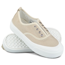 Beige Damen-Sneaker mit Gummiband 1