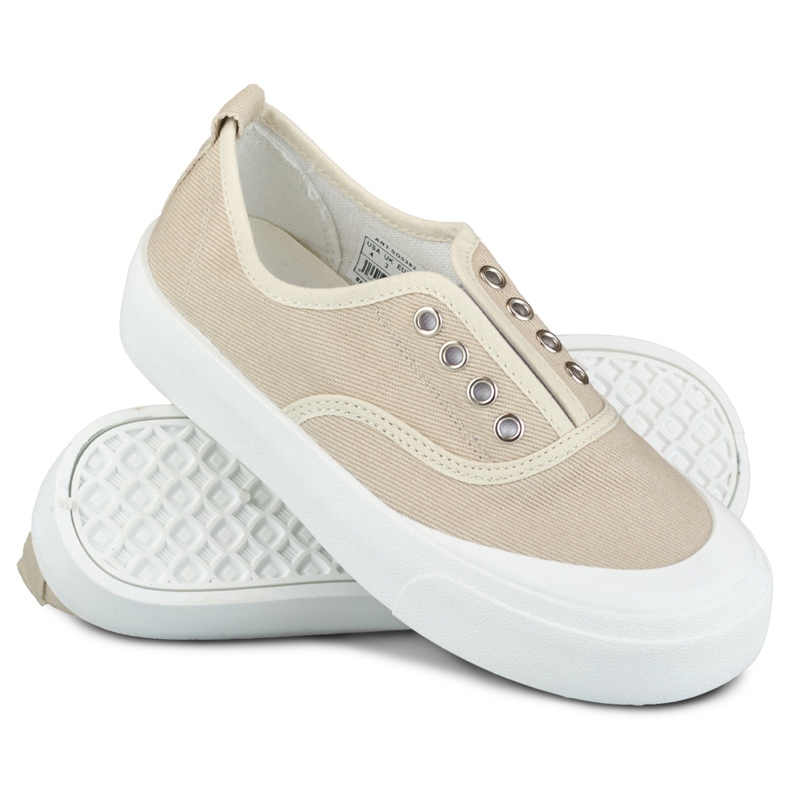Beige Damen-Sneaker mit Gummiband 1