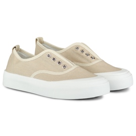 Beige Damen-Sneaker mit Gummiband 2