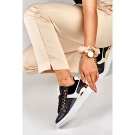 Schwarz-weiße Damen-Sneaker auf der Eliza-Plattform 1