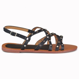 Schwarze Damensandalen mit Metallverzierungen 2