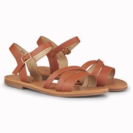 Violette braune flache Damensandalen 2