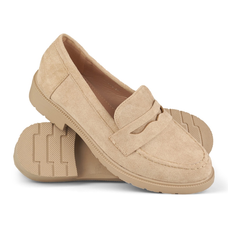 Beige klassische Damenschuhe aus Wildleder 1