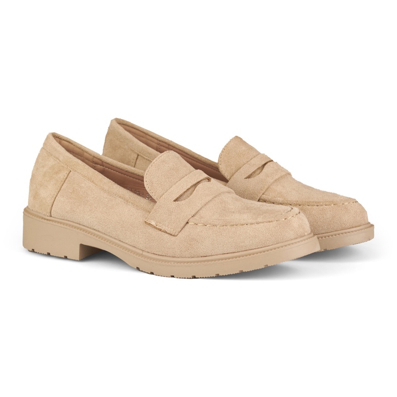 Beige klassische Damenschuhe aus Wildleder 2