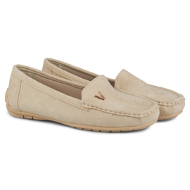 Damen-Loafer aus beigem Wildleder 1