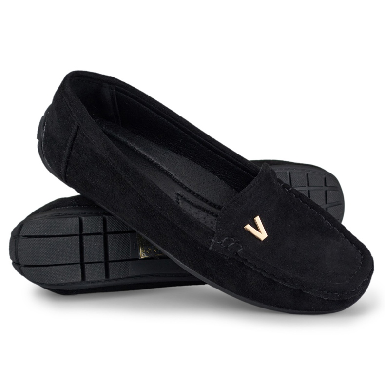 Schwarze Wildleder-Loafer für Damen 1