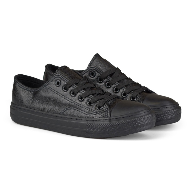 Glänzende schwarze Sneakers mit schwarzer Sohle 2