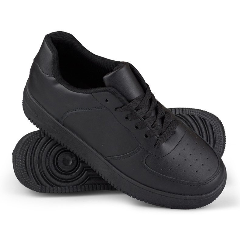 Klassische schwarze Sport-Sneaker mit schwarzer Sohle 1
