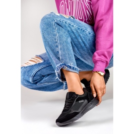 Schwarze Damen-Sportschuhe mit schwarzer Sohle 1