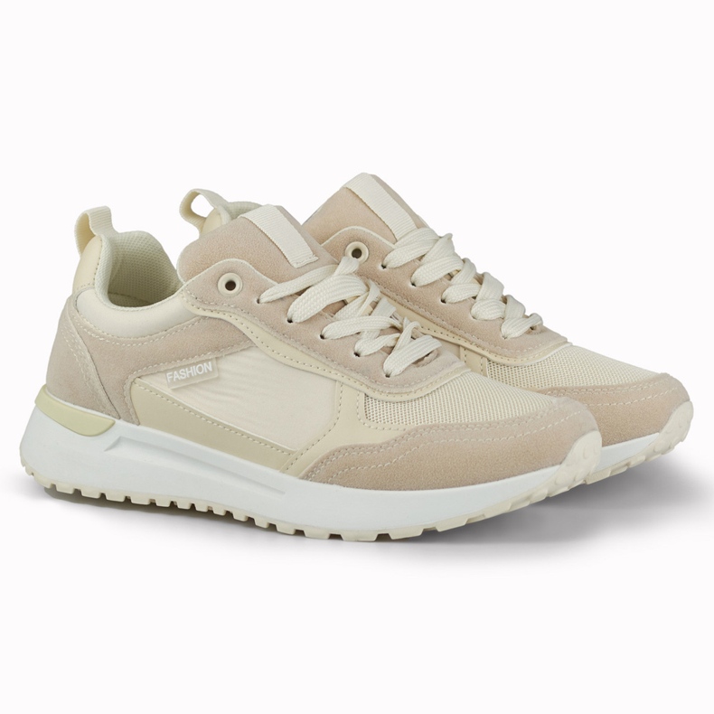 Beige Sportschuhe für Damen mit heller Sohle 2