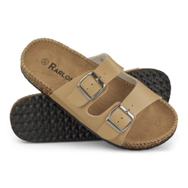 Beige bequeme Damenhausschuhe 1