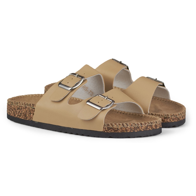 Beige bequeme Damenhausschuhe 2