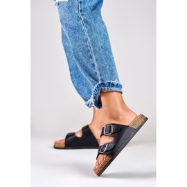 Schwarze bequeme Damenhausschuhe 2