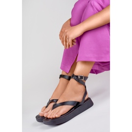 Damen-Flip-Flops mit Knöchelverschluss schwarz 1