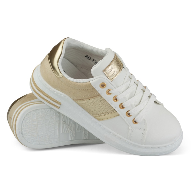 Lässige Damen-Sneaker in Weiß und Beige 2