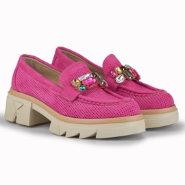 Rosa Slipper mit Ziersteinen 2