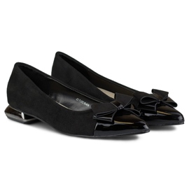 Pumps mit Schleife auf niedrigem silbernen Absatz schwarz 2