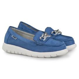 Marineblaue Damen-Loafer mit niedrigem Plateau 1